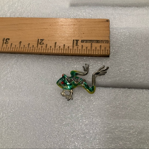 VINTAGE 70s FROG SCATTER PIN / BROOCH METAL ENAMEL - Picture 3 of 5